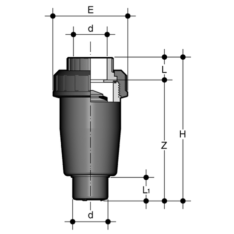 Be- und Entlüftungsventil, PVC-U, EPDM