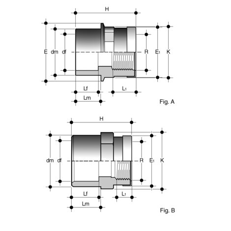 Übergangsmuffennippel, PVC-U, metallringverstärkt