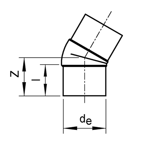 Winkel 45°, PE 100, SDR 11, lang