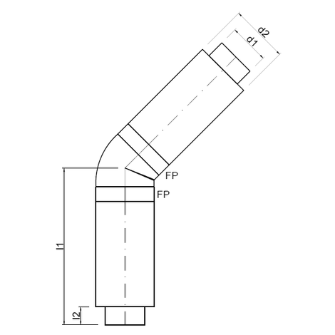 Winkel 45°, PE Abfluss Rohr-in-Rohrsystem