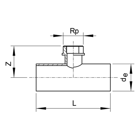 Sattel-T-Stück 90°, PP, SDR 17,6, Innengewindemuffe 2 1/2"