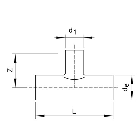 Sattel-T-Stück 90°, PP, SDR 17,6, reduziert