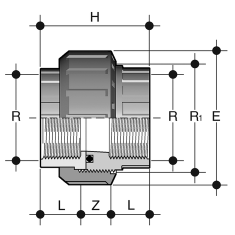 Verschraubung, PVC-U, beidseitig Gewindemuffe
