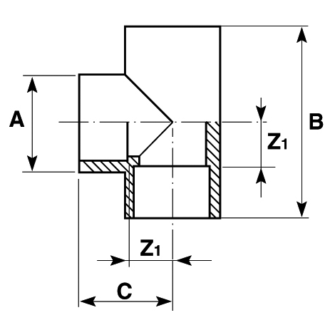 T-Stück 90°, egal, ABS