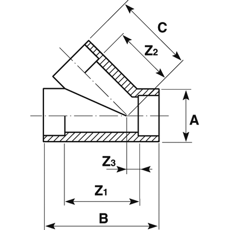 T-Stück 45°, ABS