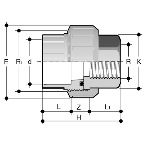 Übergangsverschraubung, PVC-C auf Messing, Innengewinde