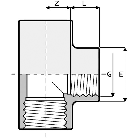 T-Stück 90°, PVC-U, Gewindemuffe