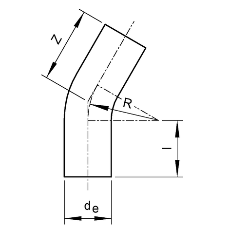 Nahtlose Rohrbogen 30°, PE 100, SDR 11, gedrückt