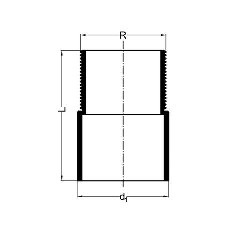 Gewindestutzen, PE-Abfluss, lang