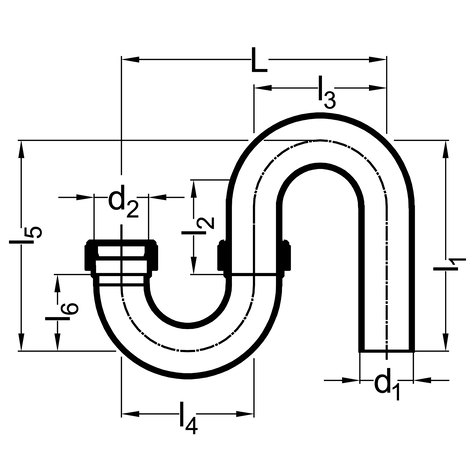 Siphon, PE-Abfluss, senkrecht