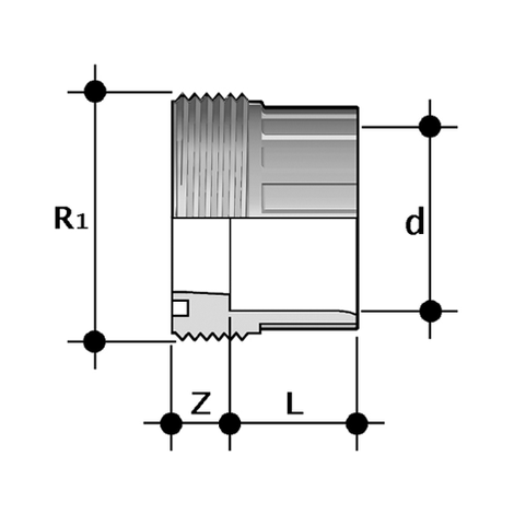 Einschraubteil, PVC-C, Klebemuffe