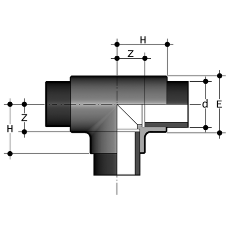 T-Stück 90°, PVDF