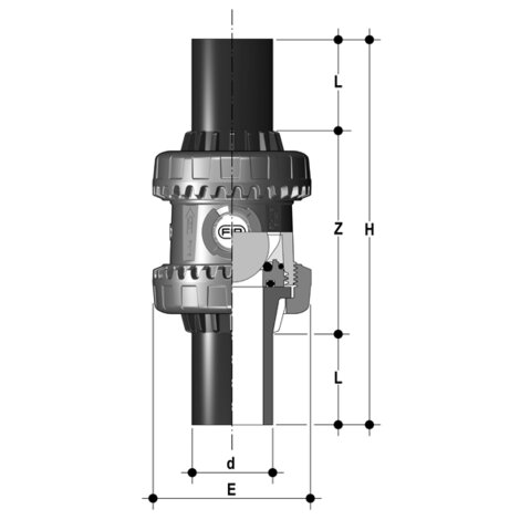 Kugelrückschlagventil, SXE-Easyfit, PVC-U, PE100-Stutzen