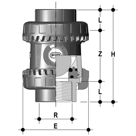 Kugelrückschlagventil, SXE-Easyfit, PVC-U, Gewindemuffe