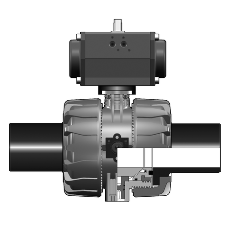 2/2-Wege-Kugelhahn VKD, PVC-U, d 20 - d 110, PE LS Stutzen, DA