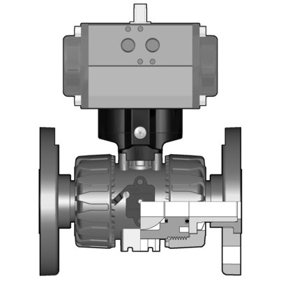 <P>2/2-Wege-Kugelhahn VKD, PP, d 20 - d 63, Festflansch, DA</P>