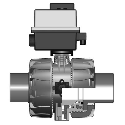 <P>2/2-Wege-Kugelhahn VKD, PVDF, d 16 - d 110, PVDF-LS Stutzen zum Heizelementstumpf- und IR-Schweißen</P>