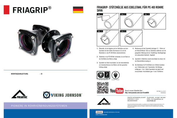 Stützhülse aus Edelstahl für Rohre aus PE 80, PE 100 und PEX