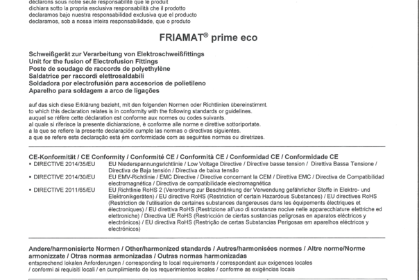 CE Konformität - FRIAMAT prime eco