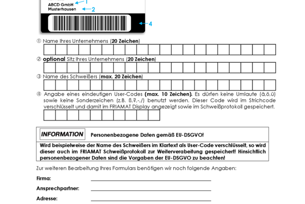 Antragsformular FRIAMAT Schweißerpass