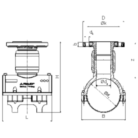 Spigot saddle with flange outlet, SDR 11