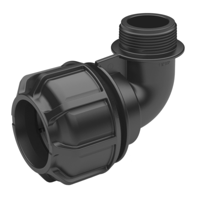 <P>Winkelverschraubung 90° mit konischem Außengewinde aus PP</P>
