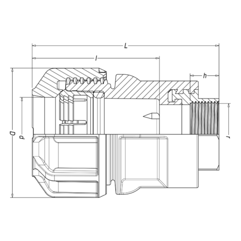 Anschlussverschraubung mit zylindrischem Innengewinde aus Messing