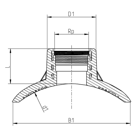 Saddle with female thread top-loading for transition HD-PE/metal