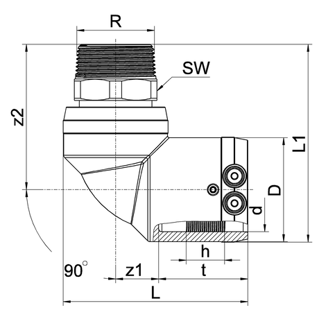 Transition elbow 90° HD-PE/Stainless steel with male thread