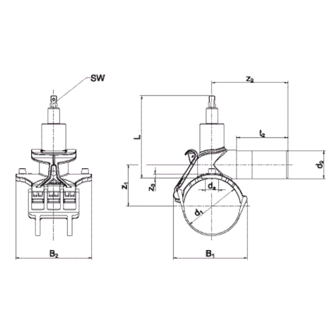 Tapping valve DAV RED SNAP, SDR 11 (closing in an anti-clockwise direction)