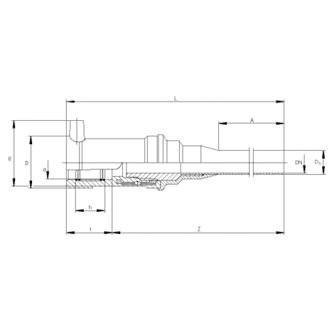 Transition fitting HD-PE/copper (spigot fitting)