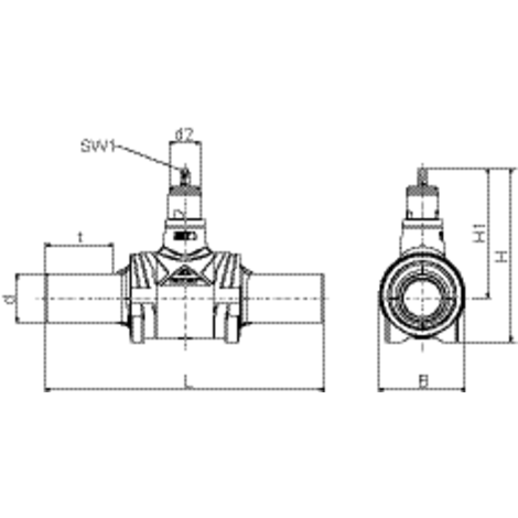 PE shut-off valve without flow losses (closing in an anti-clockwise direction)