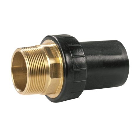 Universal adaptor HD-PE/brass with male thread and PE pipe socket