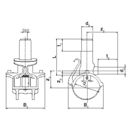 Druckanbohrarmatur RED SNAP, SDR 11