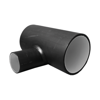 <P>Einfachabzweig mit sohlgleichem, reduziertem Abgang 90° (Stutzenfitting)</P>
