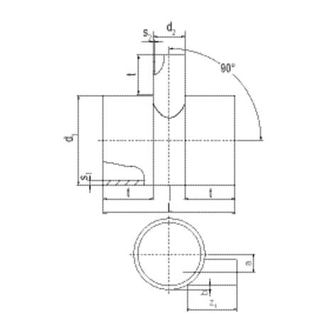 Unequal branch 90° with off-center outlet (spigot fitting)